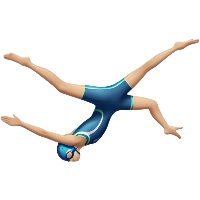 An icon showing a diver captured mid-air in a graceful pose above a pool, with a diving board behind and water below. Splash trails and motion lines emphasize precision and elegance. Transparent background highlights the beauty and focus of competitive diving. emoji