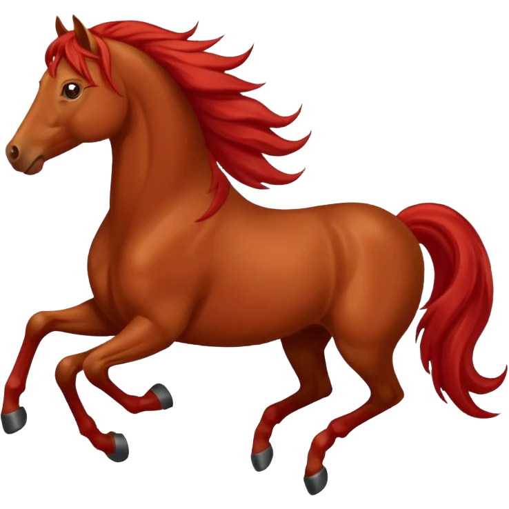 Liver red horse with a long flowing mane galloping emoji