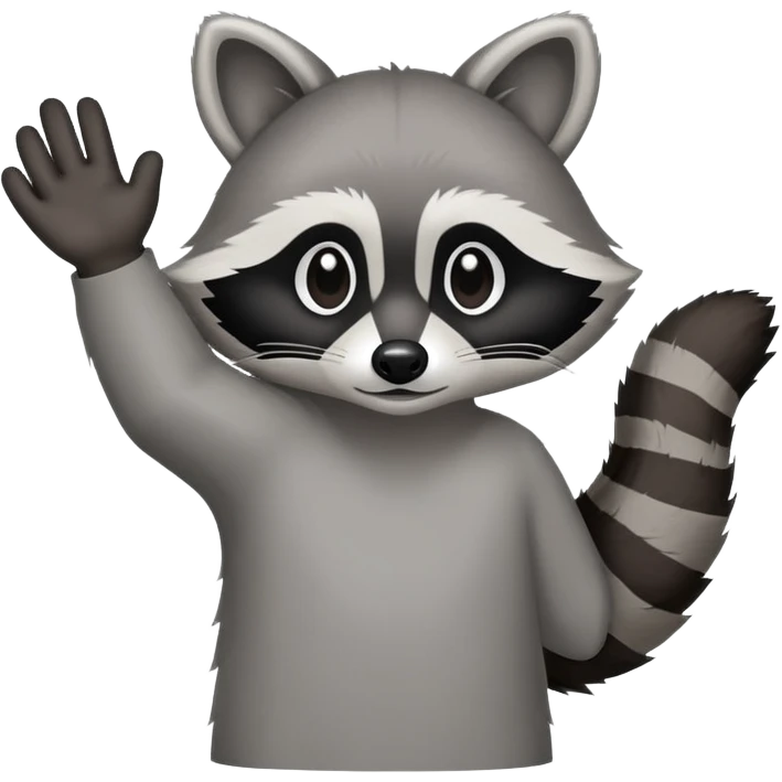 raccoon arm extended forward, back of hand facing viewer, grabbing gesture, no body emoji