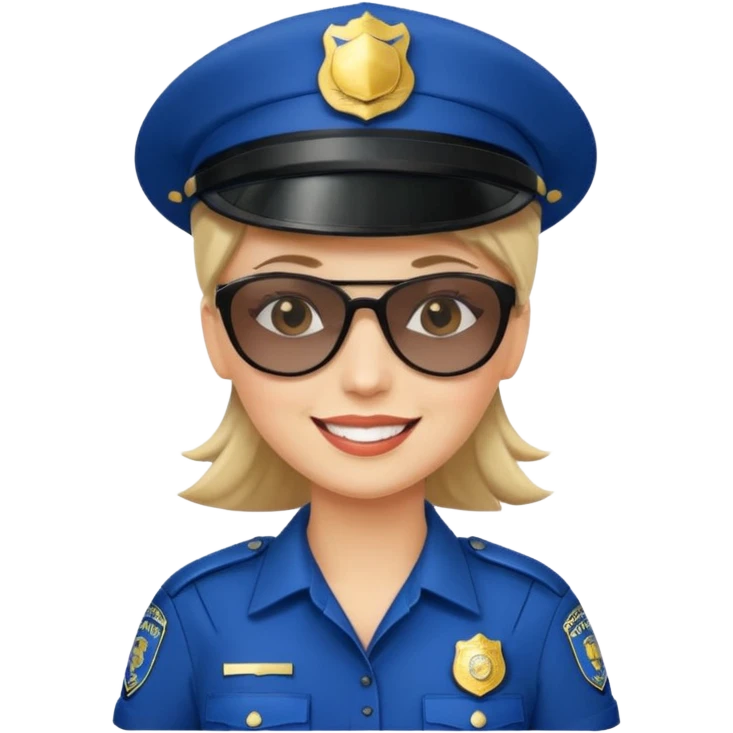 woman police with hair style and hats and sun glsses emoji