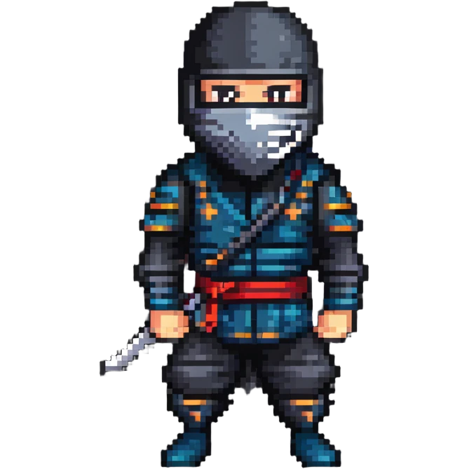 masked ninja in stealthy stance emoji