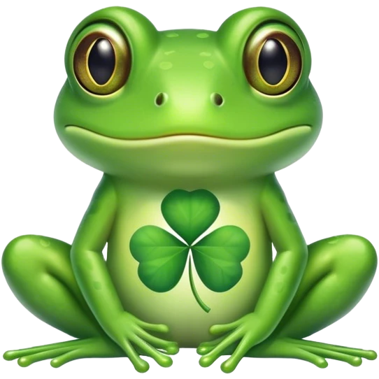 Frog holding 4 leaf clover emoji