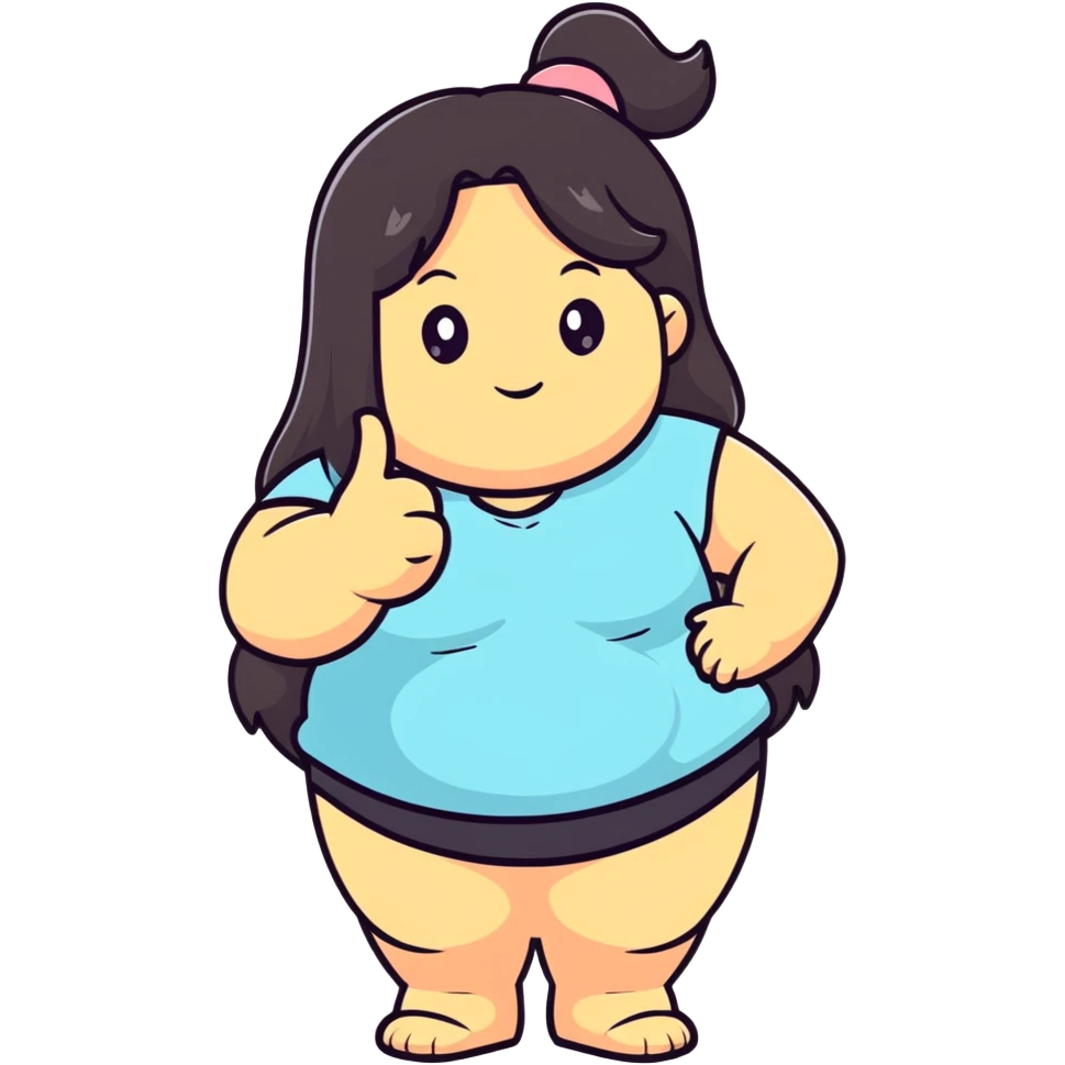 Chunky girl long dark hair shooting the bird emoji