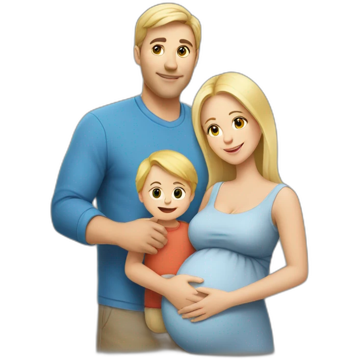 Family;blonde-haired-pregnant-mother, Turkish-white-man, blond-haired-baby-boy emoji