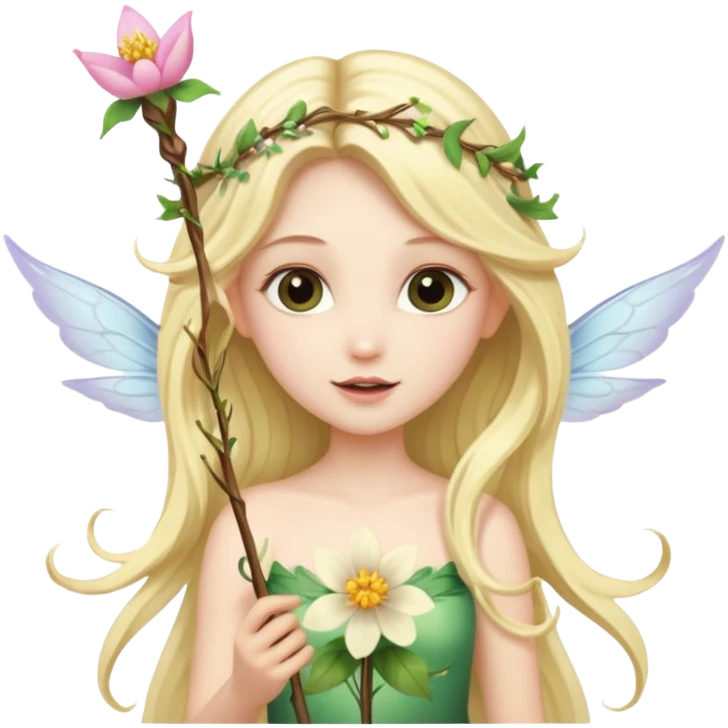 Fairy with flower wand and wings emoji