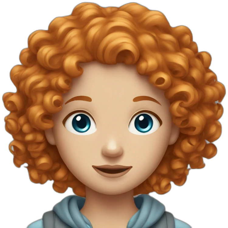 Ginger curly girl with blue eyes emoji