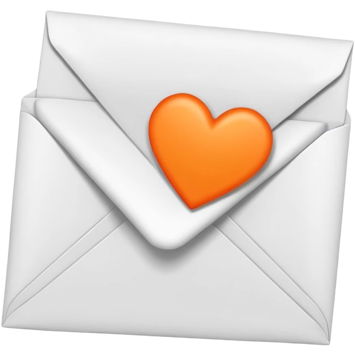 white envelop with small orange heart inside emoji