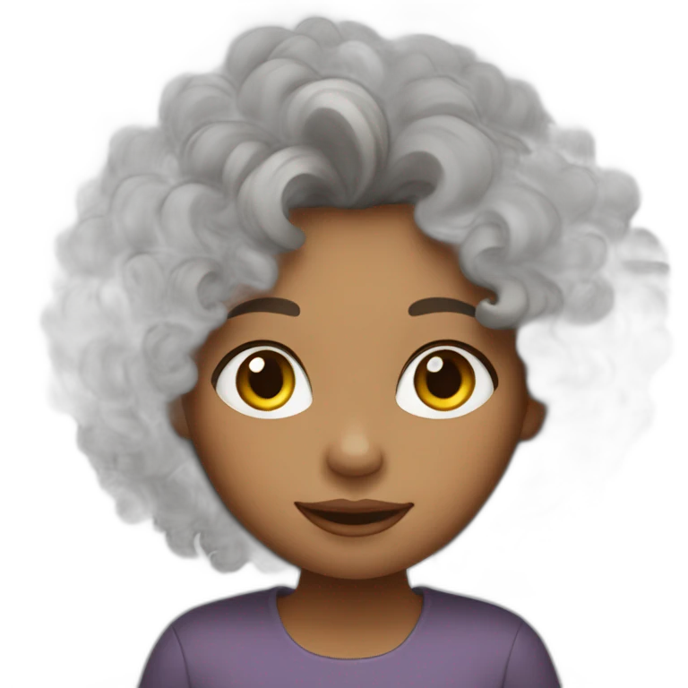 brown curly girl with grey hair tint emoji