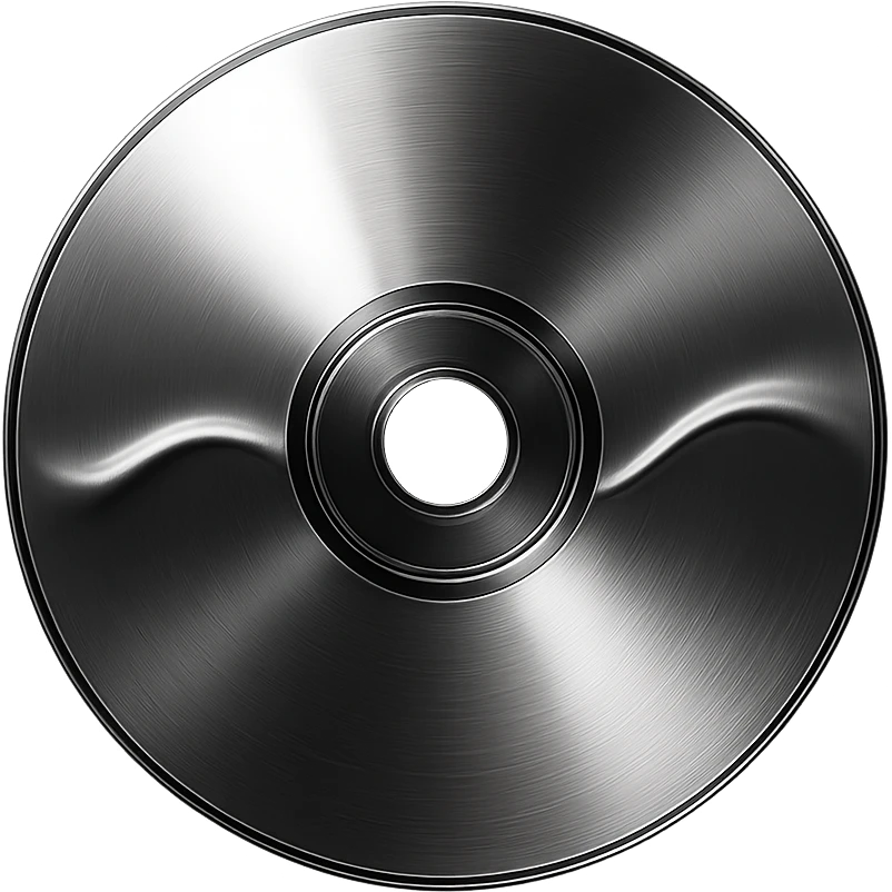 A minimalist CD disc with wave pattern, glowing effect, blue color emoji