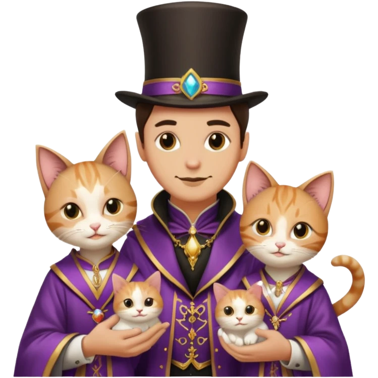 magician couple and their pet cat emoji