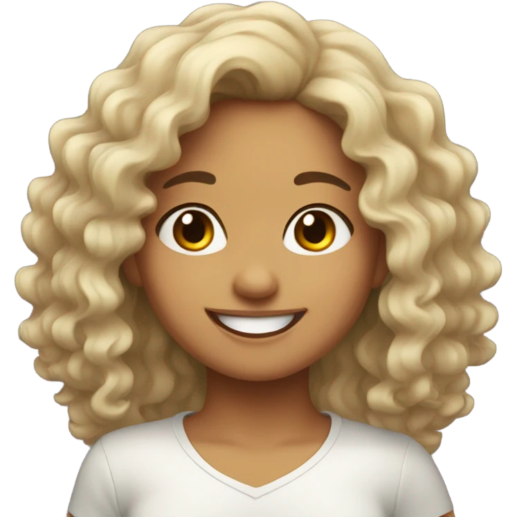 cute mexican girl with wavy hair smiling  emoji