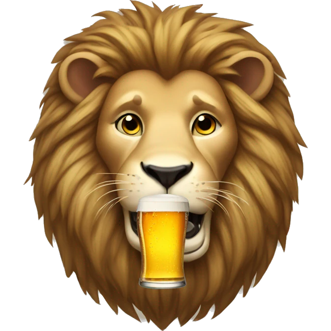 Lion with beer emoji