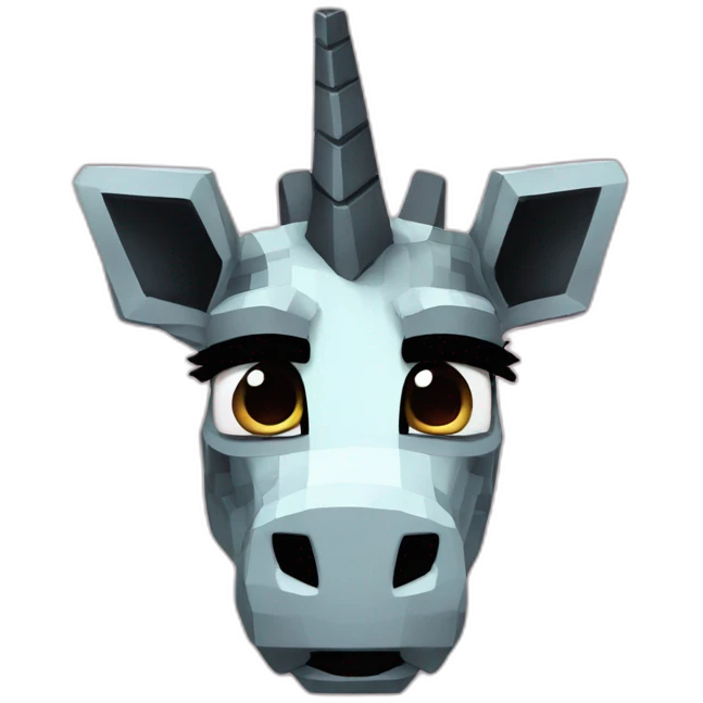 Minecraft Black Jiraffe Head With Diamond Unicorn Horn and Lazer Eyes emoji