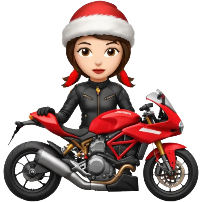 biker girl brune moto christmas ducati emoji