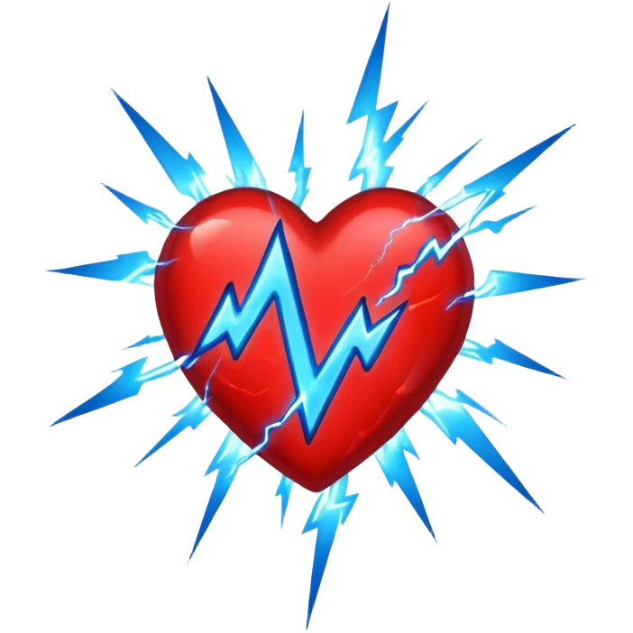 heart with a dark star and lightning emoji