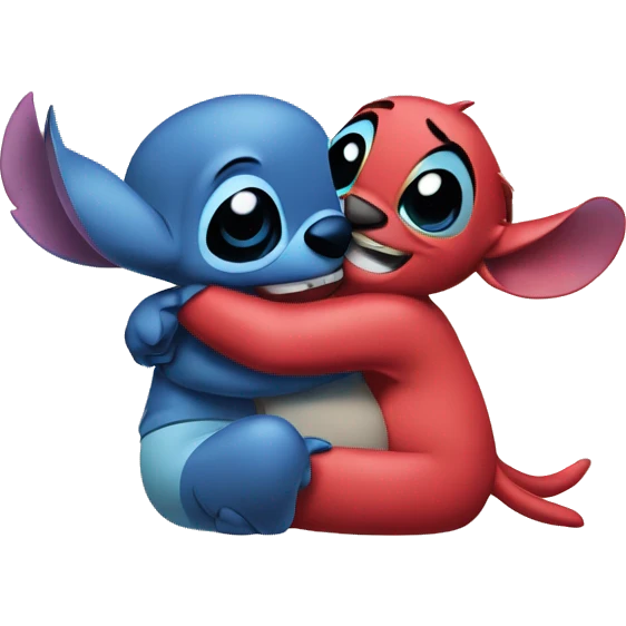 Stitch hugging Lilo emoji