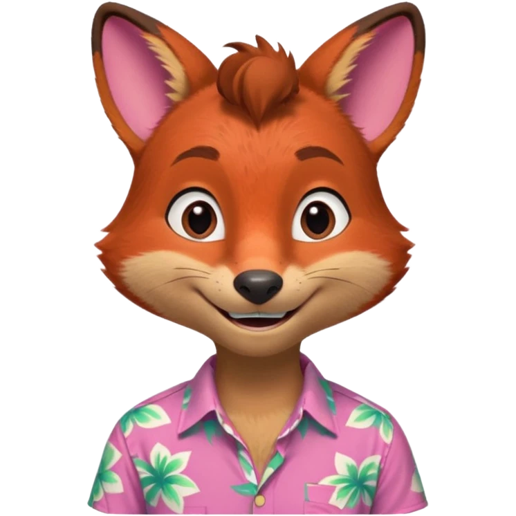 Nick Wilde with a pink Hawaii shirt from the Zootopia Disney movie emoji