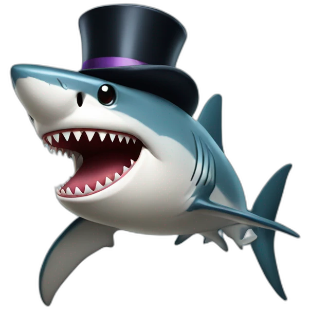 Shark with a top hat emoji