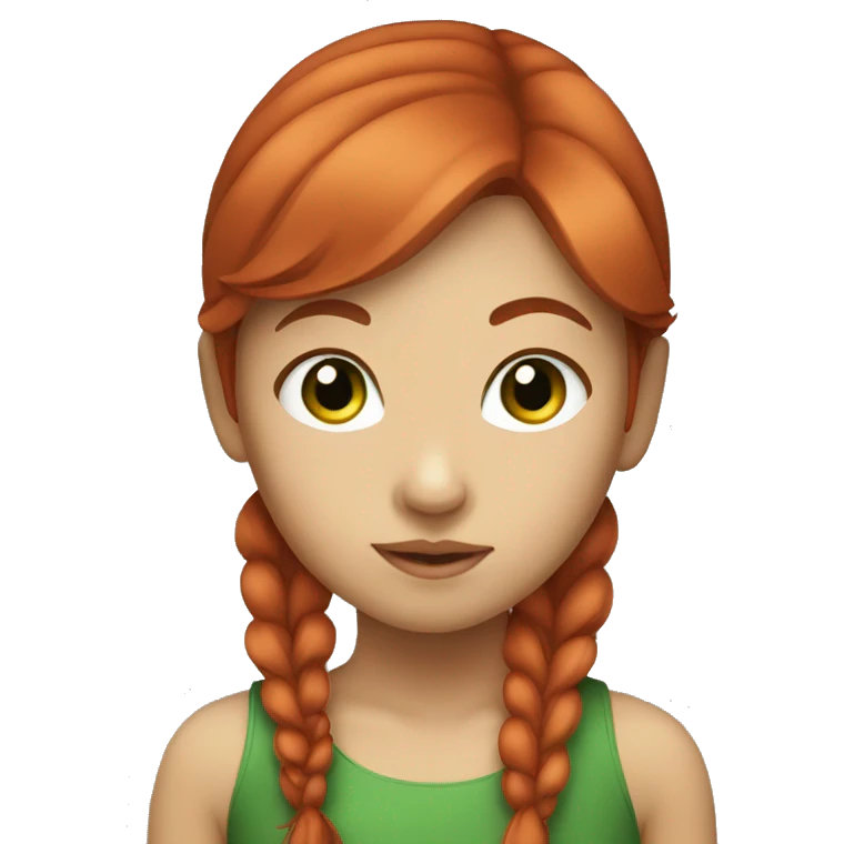 Asian girl with red hair and green eyes  emoji