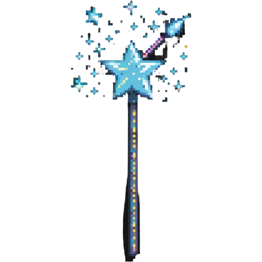Magic wand with glittering effect and sparkles emoji