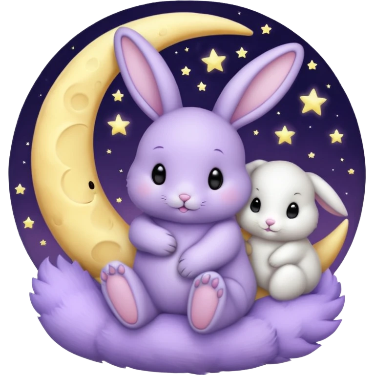 Lavender bunny holding a moon 🌙 🐰 emoji