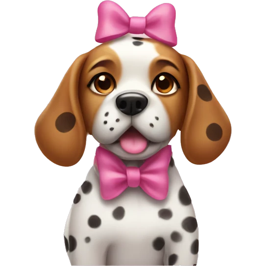 Dog with spots wearing a pink bow emoji