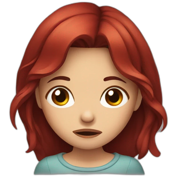 a crying girl with dark red hair emoji