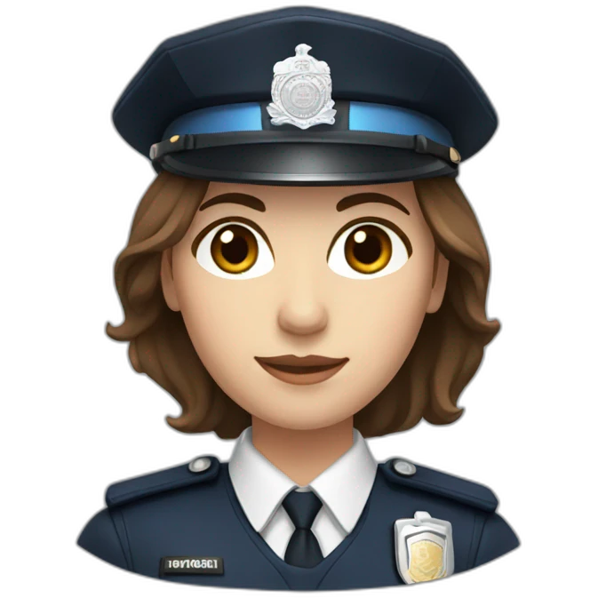 female met police officer with brown hair and light brown eyes emoji