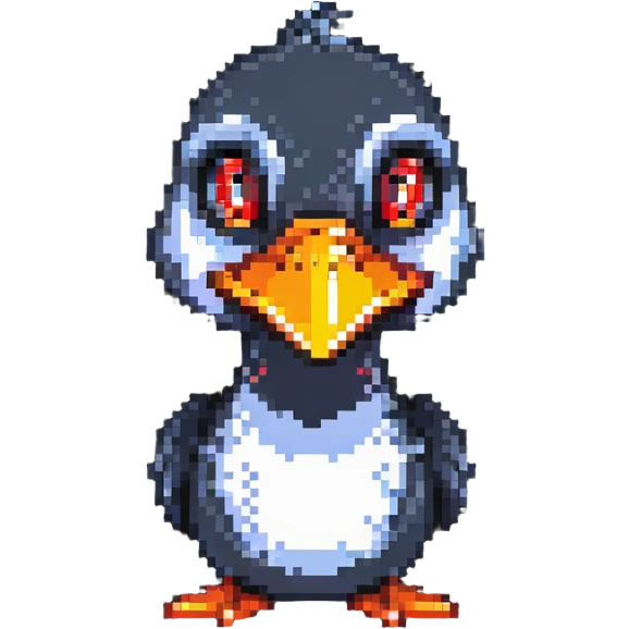 evil duck with glowing red eyes and menacing expression emoji