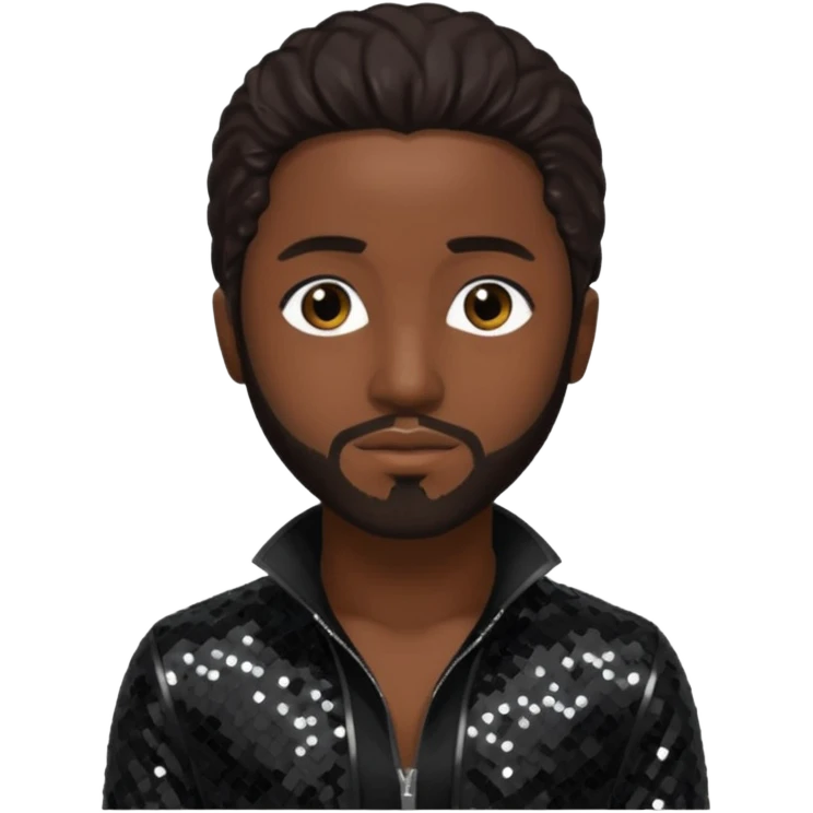 Omarion with long dark brown hair, black sequin outfit emoji