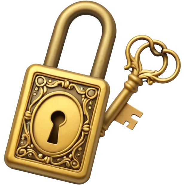gold antique key The lock emoji