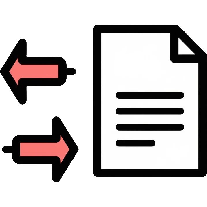 File monitoring icon with arrows showing sending and receiving of files, document with bidirectional arrows emoji