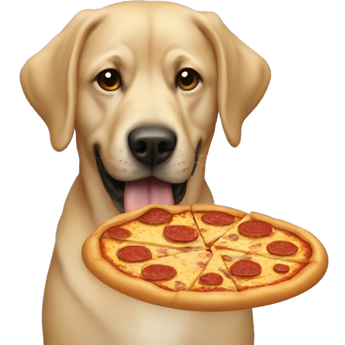 Lab eating pizza emoji