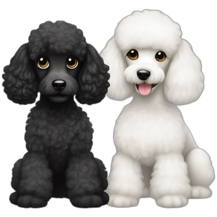 Black poodle and white poodle best friends emoji