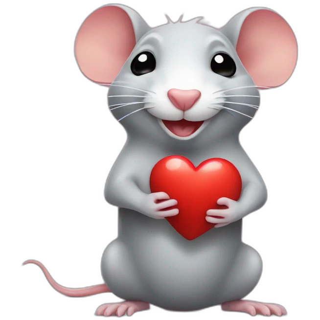happy rat with a big heart in it's hand emoji