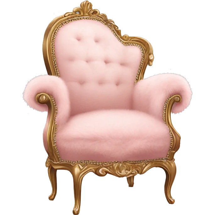 vintage pale pink rococo chair with fur throw blanket emoji