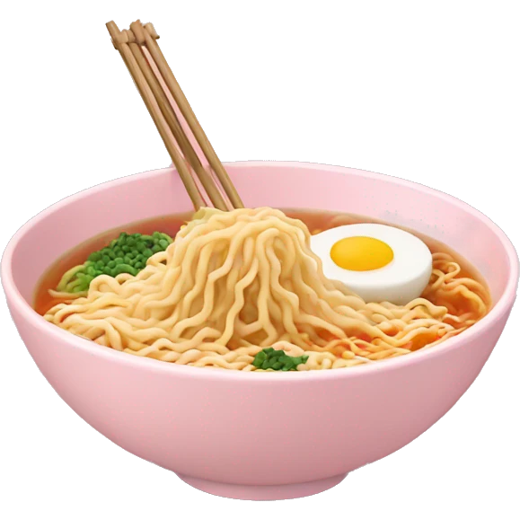Ramen in a light pink bowl emoji