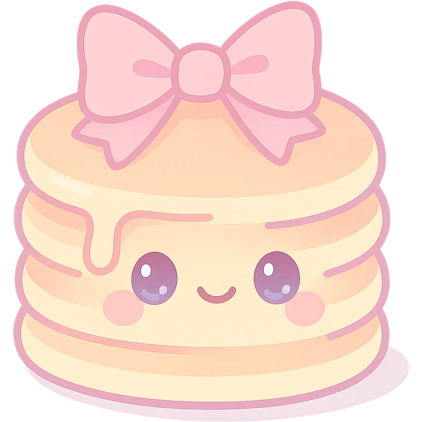 aesthetic pancake, girly, soft gradients, bows, dreamy and whimsical emoji