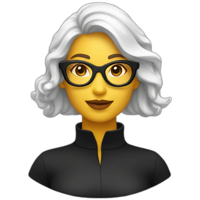 Femme blanche avec col roulé noir et lunettes de soleil noir emoji