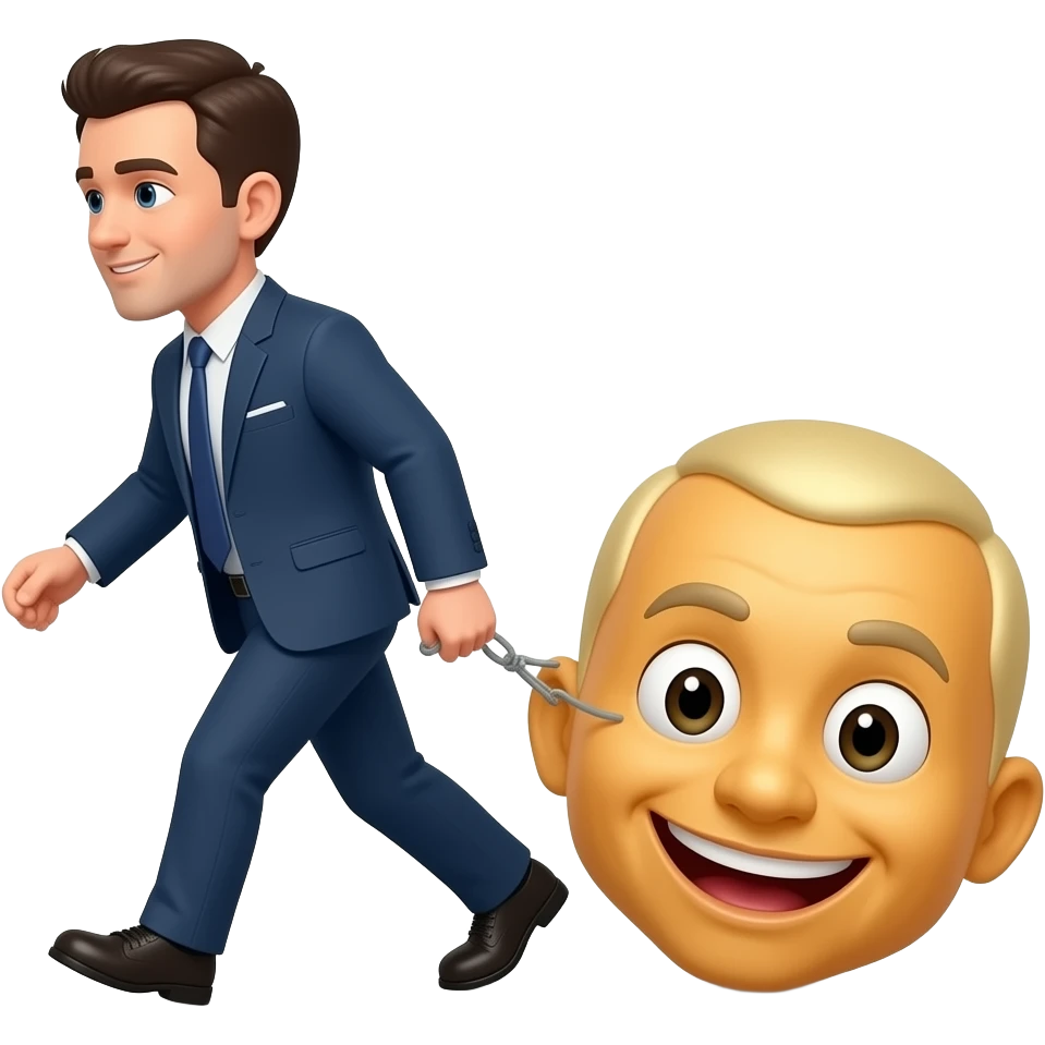 A man walking dragging a joke behind him emoji