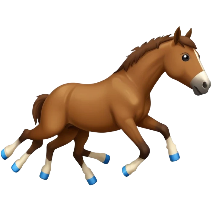 A horse doing a backflip wearing flippers emoji