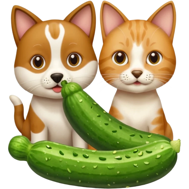 Köpekin yaninda kedi ikside hiyar yesin emoji