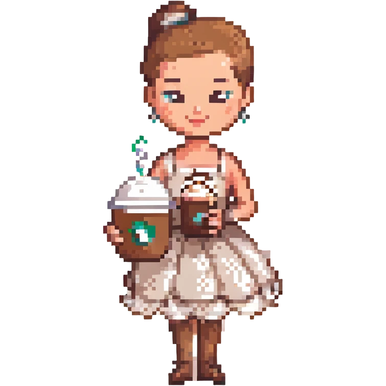 A ballerina holding a cup of cappuccino emoji
