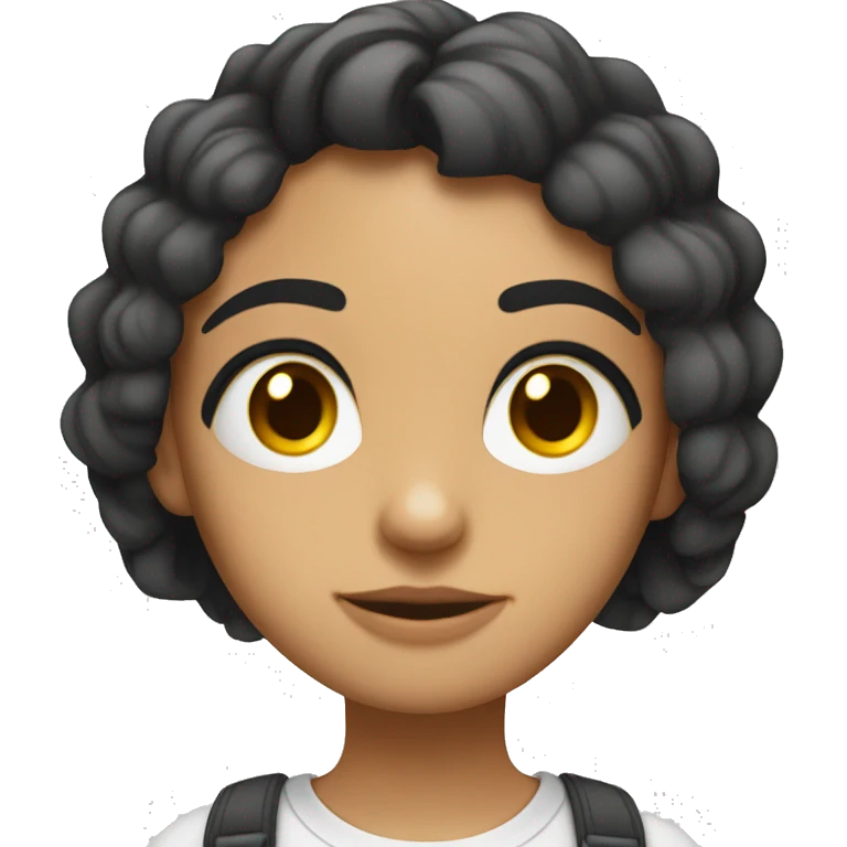 Chica ojos claros con rulos y adolescente emoji