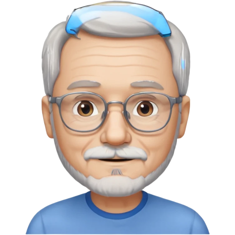Create me an emoji of an old man. Gray short size hair. Gray beard. Squarer Glasses. Blue eyes. Little smile emoji
