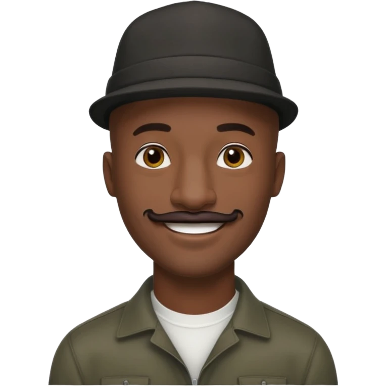 a tall dark hansome black man shaved head thin mustash with compton hat emoji