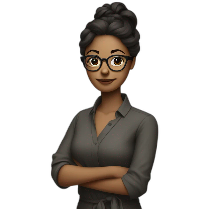 designer women dark tied up and flat hair with glasses crossing arms emoji