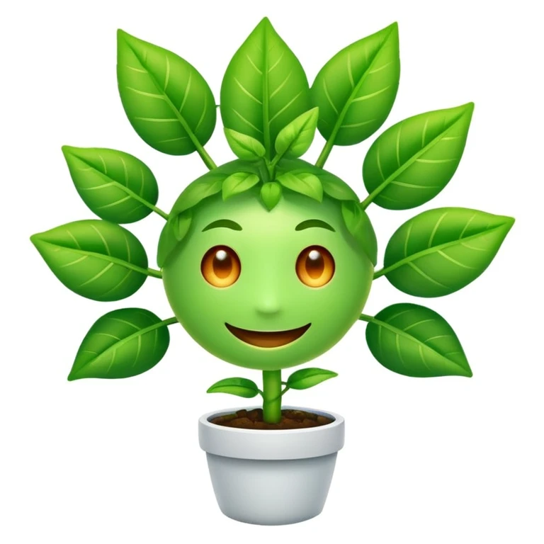 smiling plant with digital eyes emoji