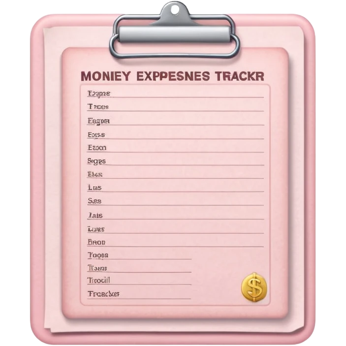 Light Pale Pink Money Expenses tracker Documents paper emoji