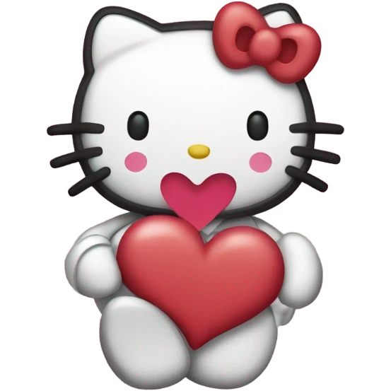 Hello kitty with hearts emoji